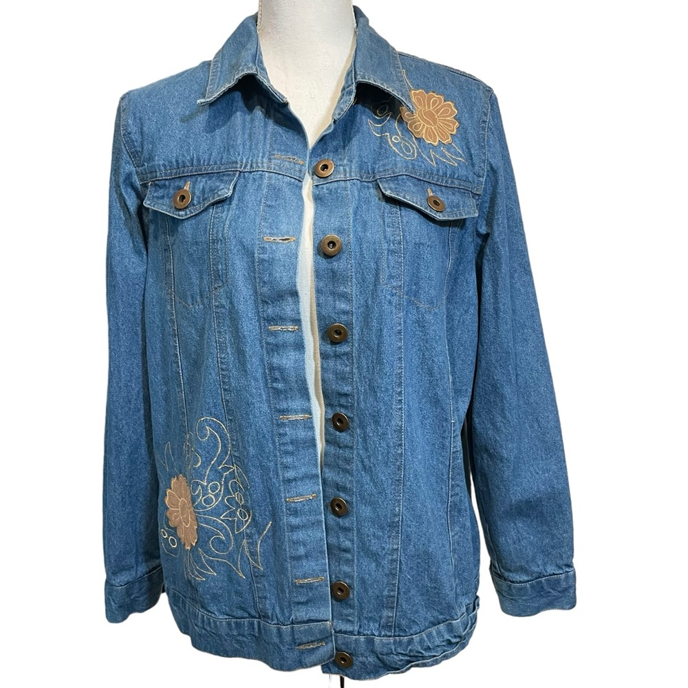 Tantrums Denim Flowered Shirt Jacket. Size L